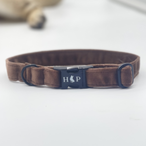 Hillfoot & Paws Handcrafted Luxury Velvet Dog Collar: Brown